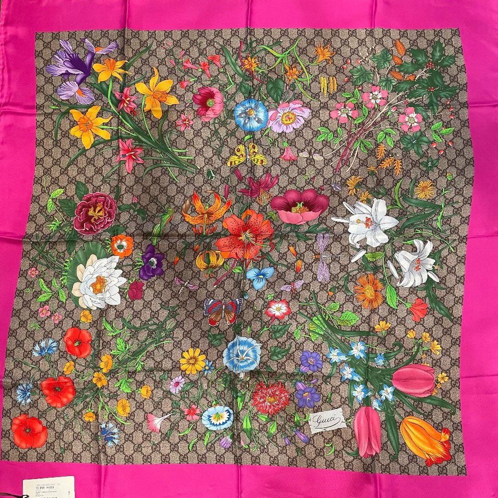 GUCCI Floral GG Scarf 551266 9772 3G001 NWT